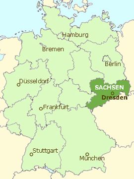 ドイツにおけるザクセン州の位置